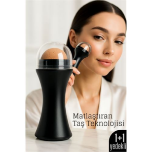 Volkanik Taşlı Yağ Emici Yüz Roller - + Yedek Taşlı Set – Ciltteki Yağı Anında Al Mat Görünüm Kazan!