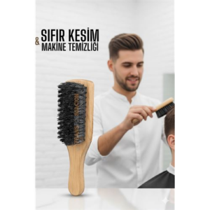 Ahşap Fade Fırça – Berberler İçin Sıfır Kesim ve Makine Temizleme Fırçası