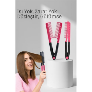 Manuel V Tipi Keratin Saç Düzleştirici – Isısız Taraklı Saç Maşası  Pratik ve Taşınabilir