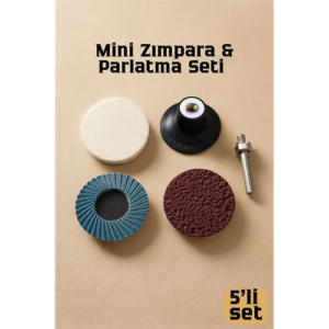 Profesyonel 50mm Mini Zımpara & Parlatma Seti: Keçe Flap Disk Kauçuk Tutucu & Şaft - 4 Parça