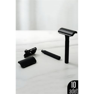 10'lu Şık Siyah Plastik Tıraş Aleti – Manuel Tıraş Bıçağı   Ergonomik Saplı