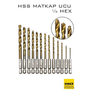 HSS Matkap Ucu 1/4 HEX  13 Parça HSS Tungsten Karbür Matkap Uç 1.5-6.5mm Titanyum