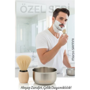 Klasik Tıraş Seti – Ahşap Saplı Fırça & 304 Paslanmaz Çelik Tıraş Tası