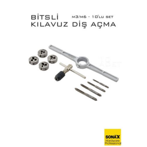 10'lu Bitsli Diş Açma Kılavuz Seti –Endüstriyel Çelik  Dişli Matkap Ucu