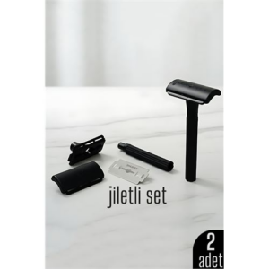 2'li Şık Siyah Plastik Tıraş Aleti – Manuel Tıraş Bıçağı   Jiletli Ergonomik Saplı