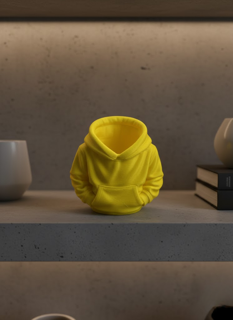 Sarı Hoodie Kalemlik 10x10 cm Masa Üstü Düzenleyici