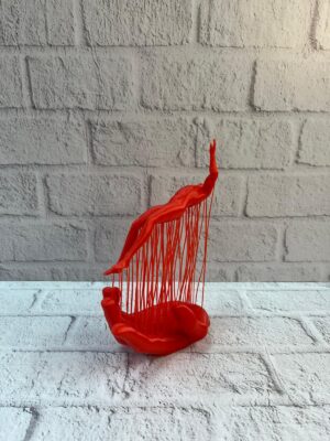 Kırmızı El ve İnsan Figürü Dekoratif Biblo Salon Ofis Raf ve Konsol Üstü İçin 12x18 cm