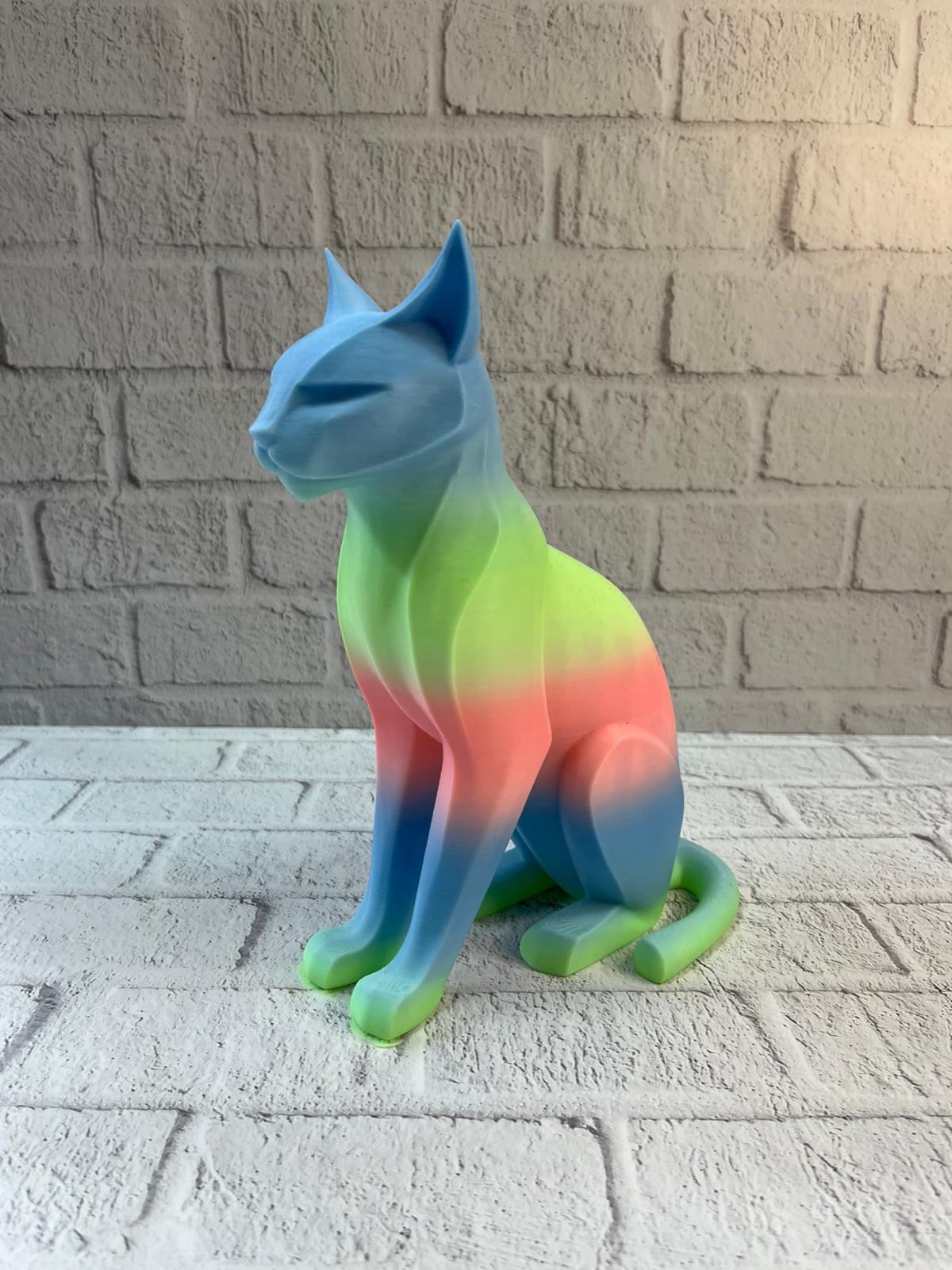 Pastel Rainbow Kedi Figürü Masa ve Raf Üstü Ev Dekorasyonu - Görsel 2