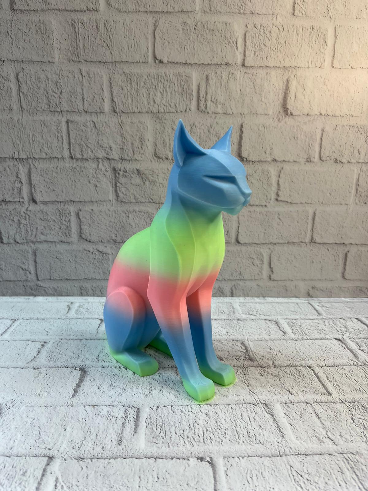 Pastel Rainbow Kedi Figürü Masa ve Raf Üstü Ev Dekorasyonu - Görsel 3
