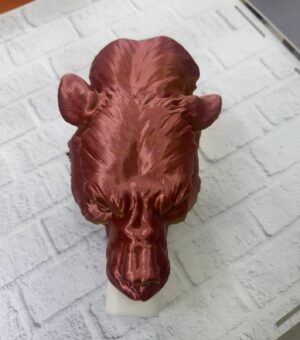 Dekoratif Asılabilir Jaguar Başı 3D Duvar Heykeli Gold Red 20x16 cm