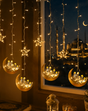 Hilal Yıldız LED Ramazan Işığı 3 Metre Dekoratif Perde Aydınlatması