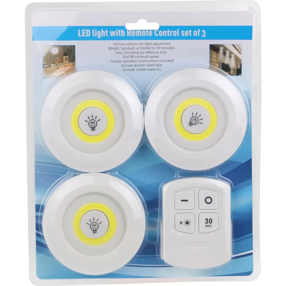 Uzaktan Kumandalı Yapışkanlı 3'lü Led Spot Lamba - Görsel 2