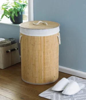 DecoHandy Yuvarlak Bambu Kirli Sepeti