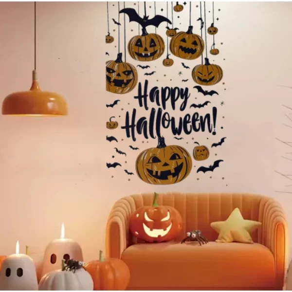 Halloween Temalı Balkabaklı Duvar Sticker Seti - Görsel 2