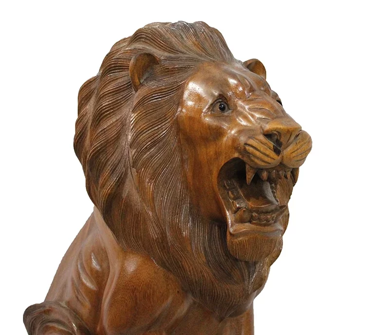 Ahşap Aslan Figürü 50 cm - Görsel 2