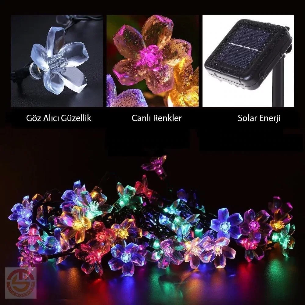 Solar 30 Ledli Çiçekli RGB Bahçe Aydınlatma Dekorasyon Güneş Enerjili - Görsel 4