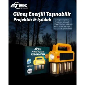 Güneş Enerjili Taşınabilir Projektör Işıldak
