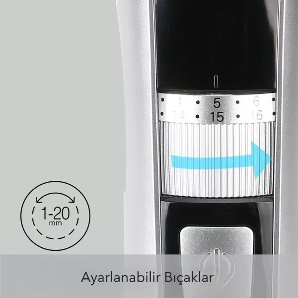 Şarjlı Ayarlanabilir Başlıklı Saç Sakal Traş Makinesi - Görsel 4