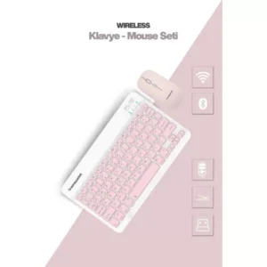 Pembe Kablosuz Klavye Ve Mouse Seti