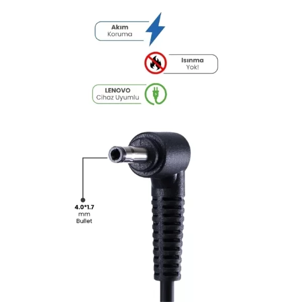 20V 3.25A 4.0 * 1.7 Bullet 65W LENOVO İçin Laptop Adaptör - Görsel 2