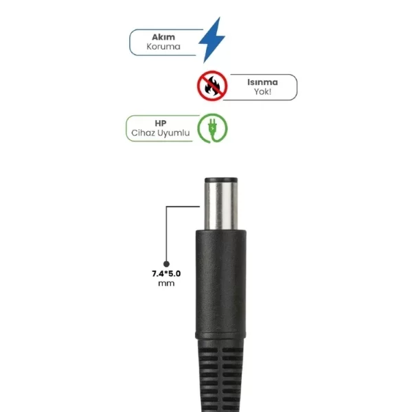 19V 4.74A 7.4 * 5.0mm 90W HP İçin Laptop Adaptör - Görsel 2