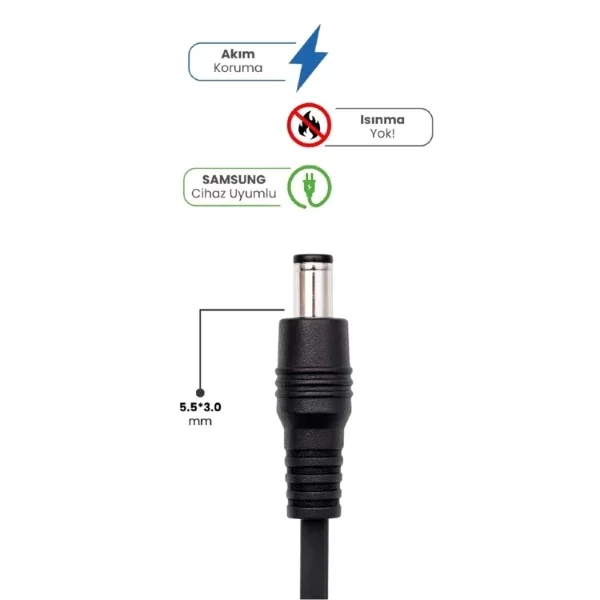 19V 4.74A 5.5 * 3.0mm 90W SAMSUNG İçin Laptop Adaptör - Görsel 2