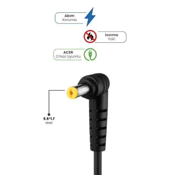 19V 4.74A 5.5 * 1.7mm 90W ACER İçin Laptop Adaptör - Görsel 2