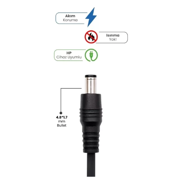 19V 4.74A 4.8 * 1.7mm Bullet 90W HP İçin Laptop Adaptör - Görsel 2