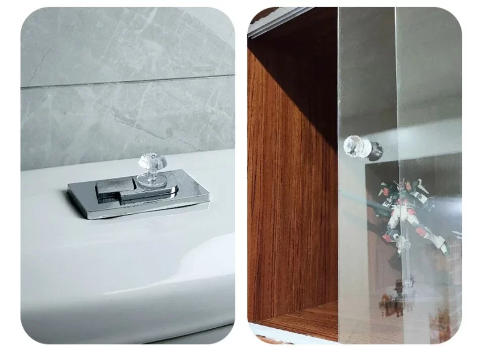4 Adet Kristal Tasarımlı Çok Amaçlı Yapışkanlı Tutacak Buton - Görsel 5