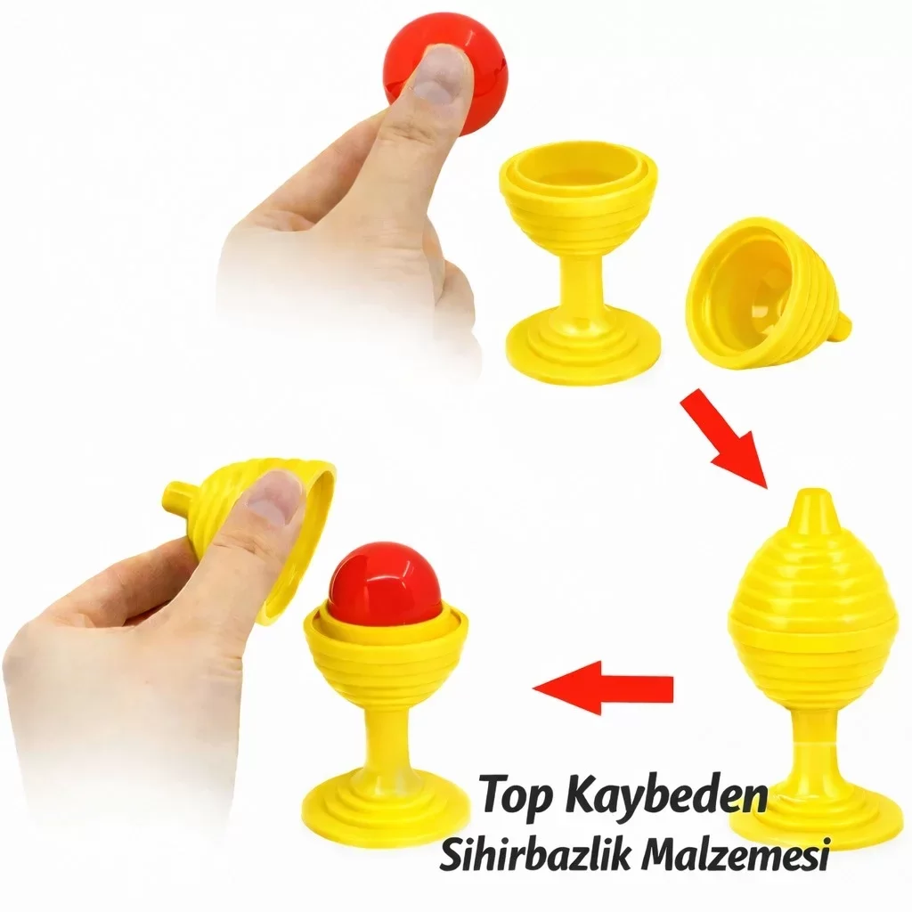 Sarı Renk Sihirli Kupa Top Kaybetme Oyunu 7 cm - Görsel 2