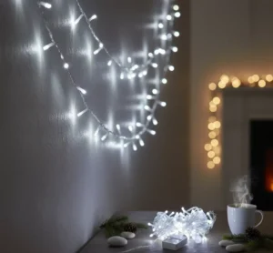 Damla Uçlu Beyaz Işık Şeffaf Kablo  10m 100 Led