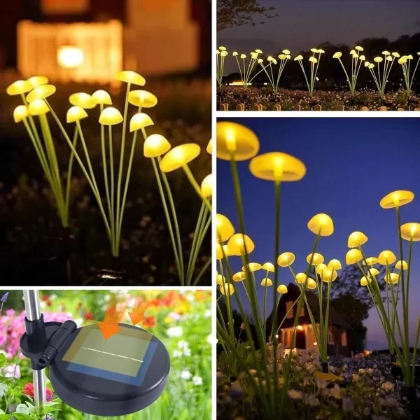 2 Adet Plastik Mantar Sensörlü Solar Bahçe Lambası - Görsel 4