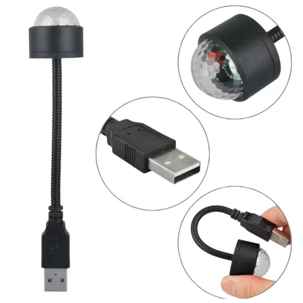 Sese Duyarlı USB Araç İçi Ambiyans Işığı - Görsel 5