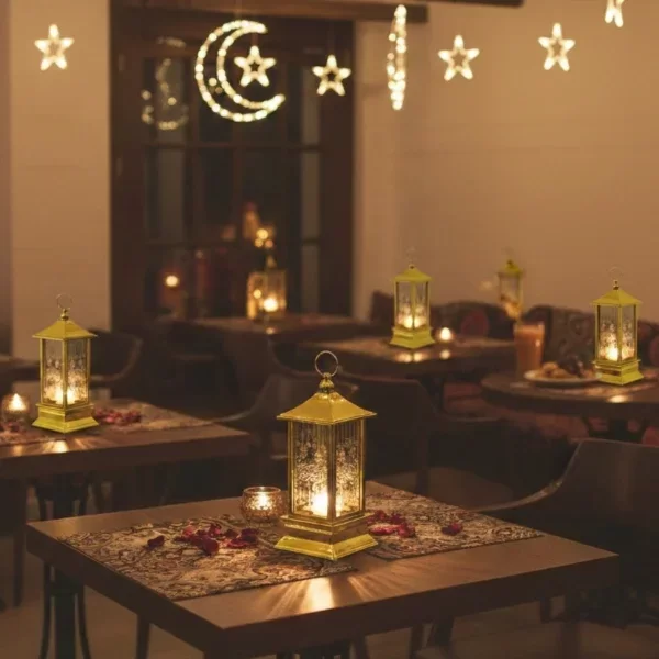 Ramazan Temalı Gold Kare Kubbe LED Lamba - Görsel 2
