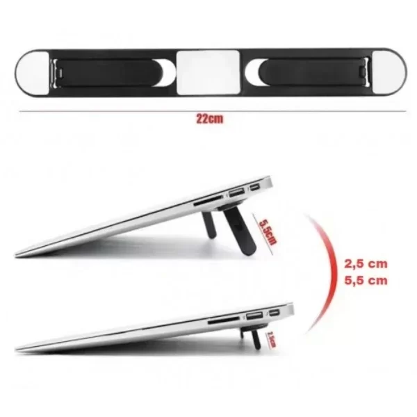 Siyah 2 Kademeli Katlanabilir ve Yapışkanlı Laptop Standı - Görsel 2