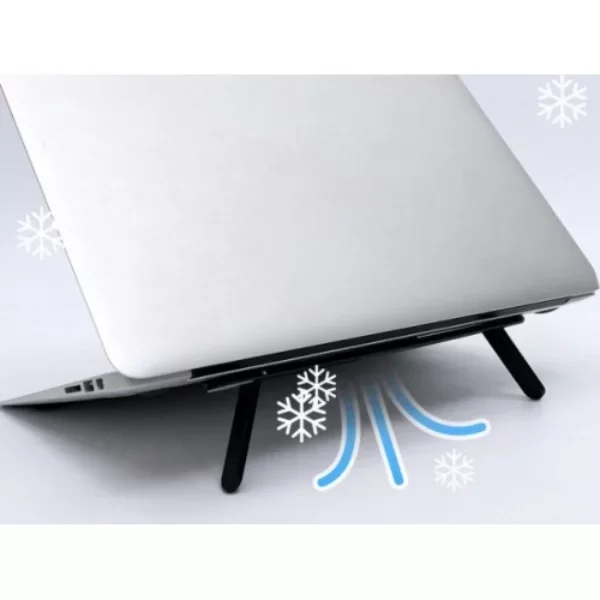 Siyah 2 Kademeli Katlanabilir ve Yapışkanlı Laptop Standı - Görsel 4
