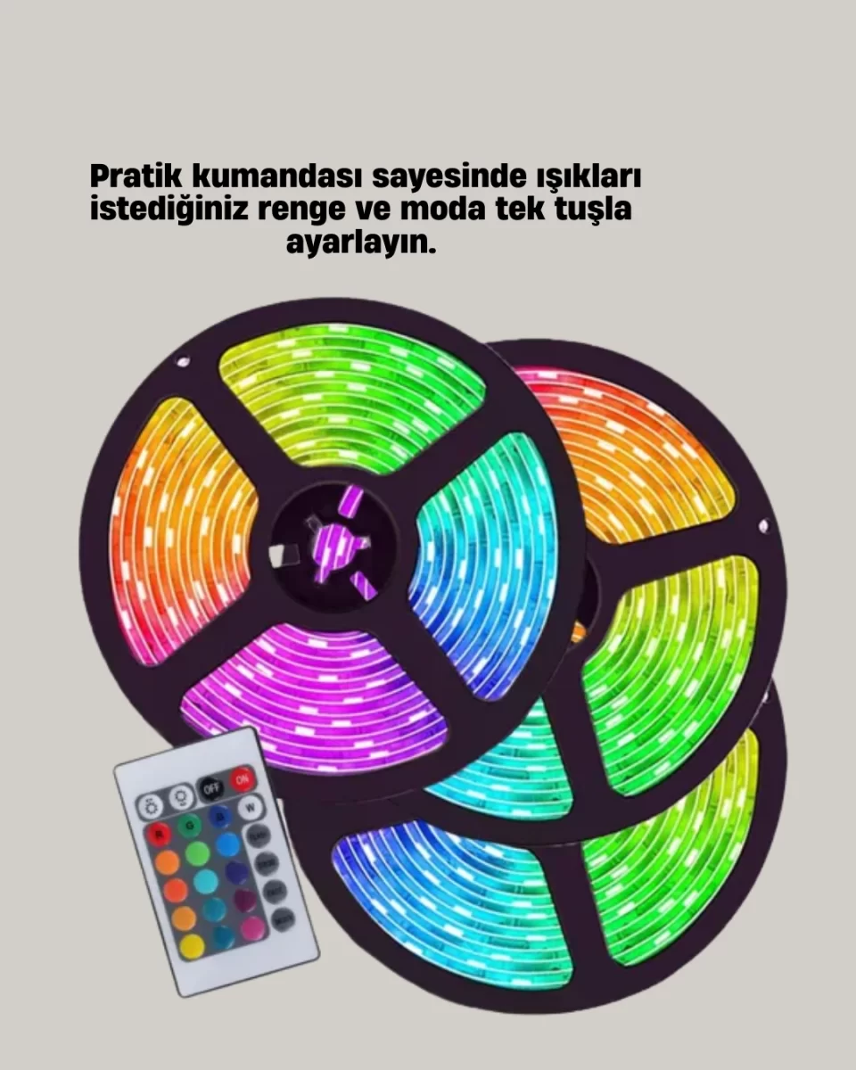 Smart Şerit LED Kumandalı USB Enerjili Suya Dayanıklı Dekoratif Aydınlatma - Görsel 2