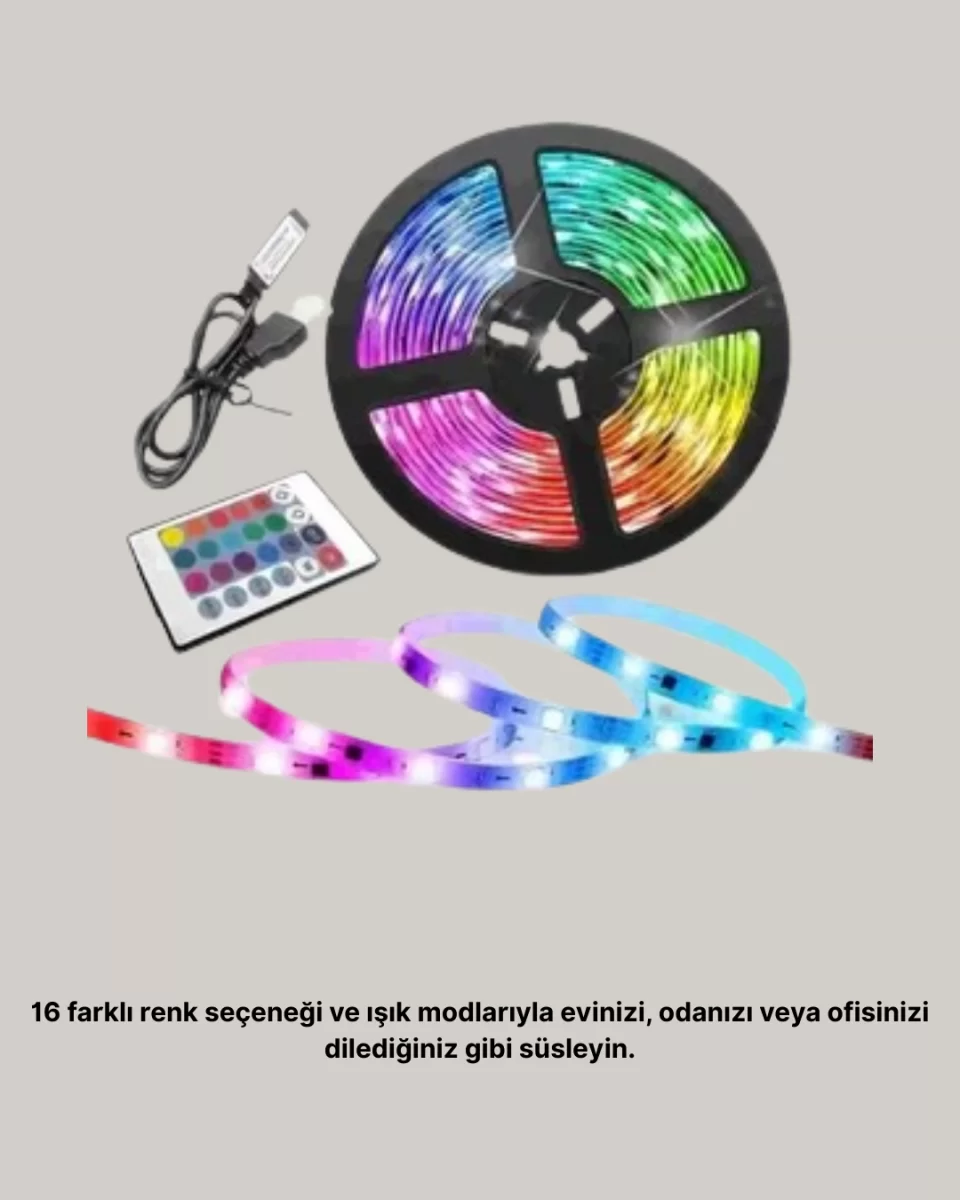Smart Şerit LED Kumandalı USB Enerjili Suya Dayanıklı Dekoratif Aydınlatma - Görsel 3