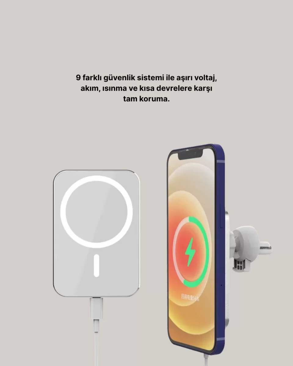 360° Döner Başlıklı MagSafe Araç Telefon Tutucu 15W Güvenli Kablosuz Şarj - Görsel 4