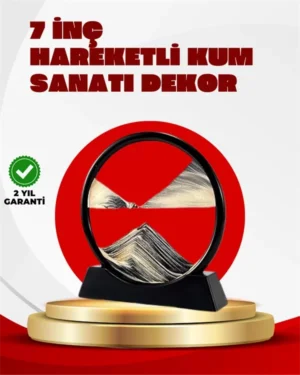 Rahatlatıcı Kum Sanatı – Yuvarlak Cam Çerçeveli Hareketli Kum Resmi, Ofis ve Ev İçin Etkileşimli Masaüstü Süs