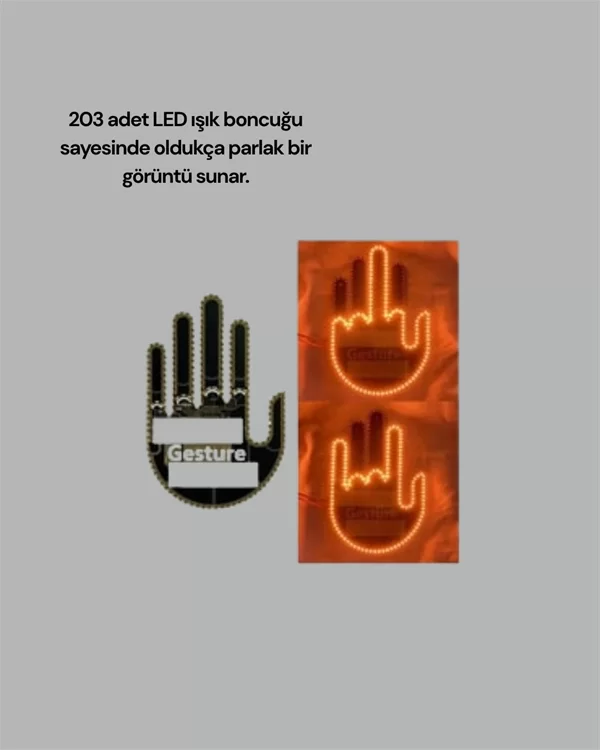 Yüksek Görünürlüklü Otomobil Jest Işığı – 3 Modlu LED Arka Cam Aksesuarı, Pratik ve Eğlenceli - Görsel 3