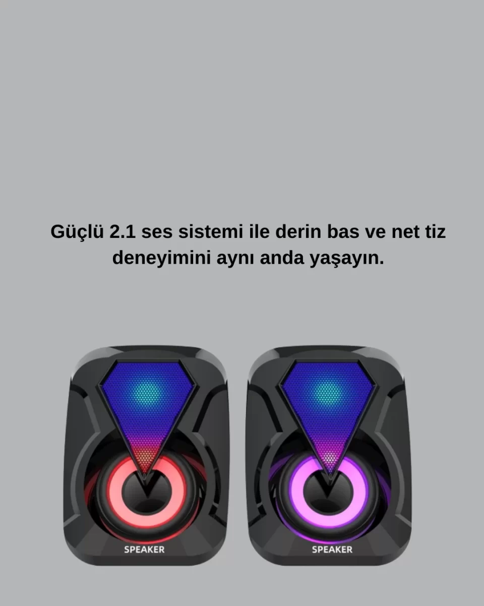 Renkli LED Işıklı Hoparlör - Görsel 2