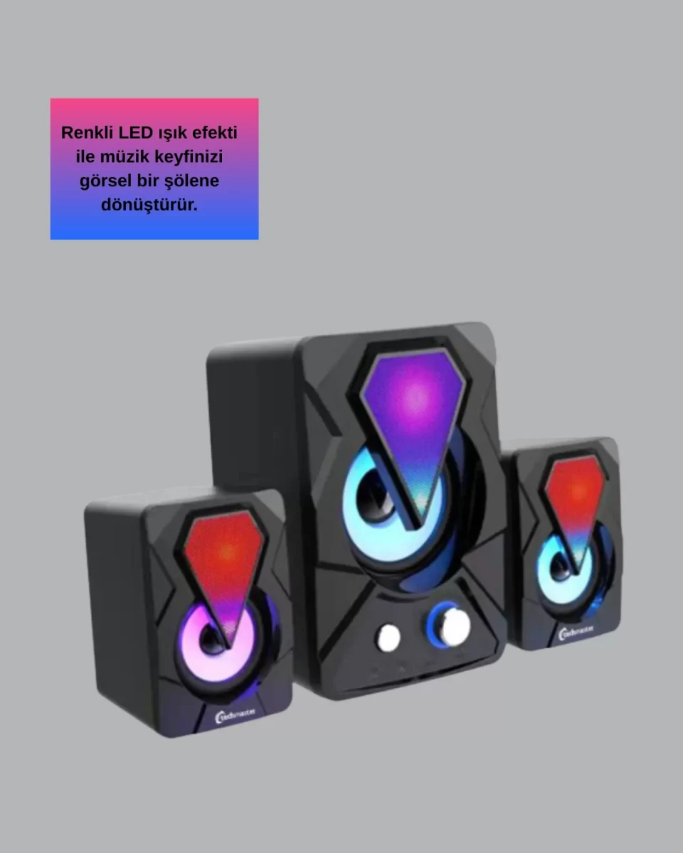 Renkli LED Işıklı Hoparlör - Görsel 4