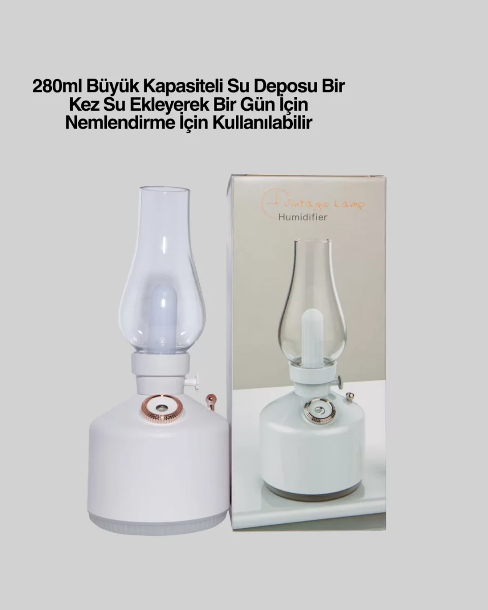 Retro Gaz Lambası Görünümlü Ledli Buhar Püskürtücü Aroma Difüzör - Görsel 2
