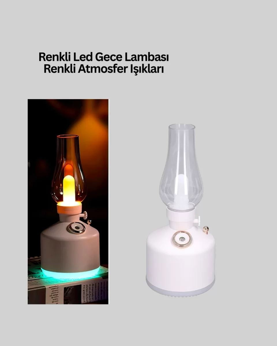 Retro Gaz Lambası Görünümlü Ledli Buhar Püskürtücü Aroma Difüzör - Görsel 3