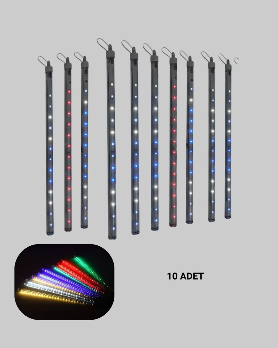 Dekoratif LED Meteor Işık 10’lu Çubuk Seti - Görsel 4