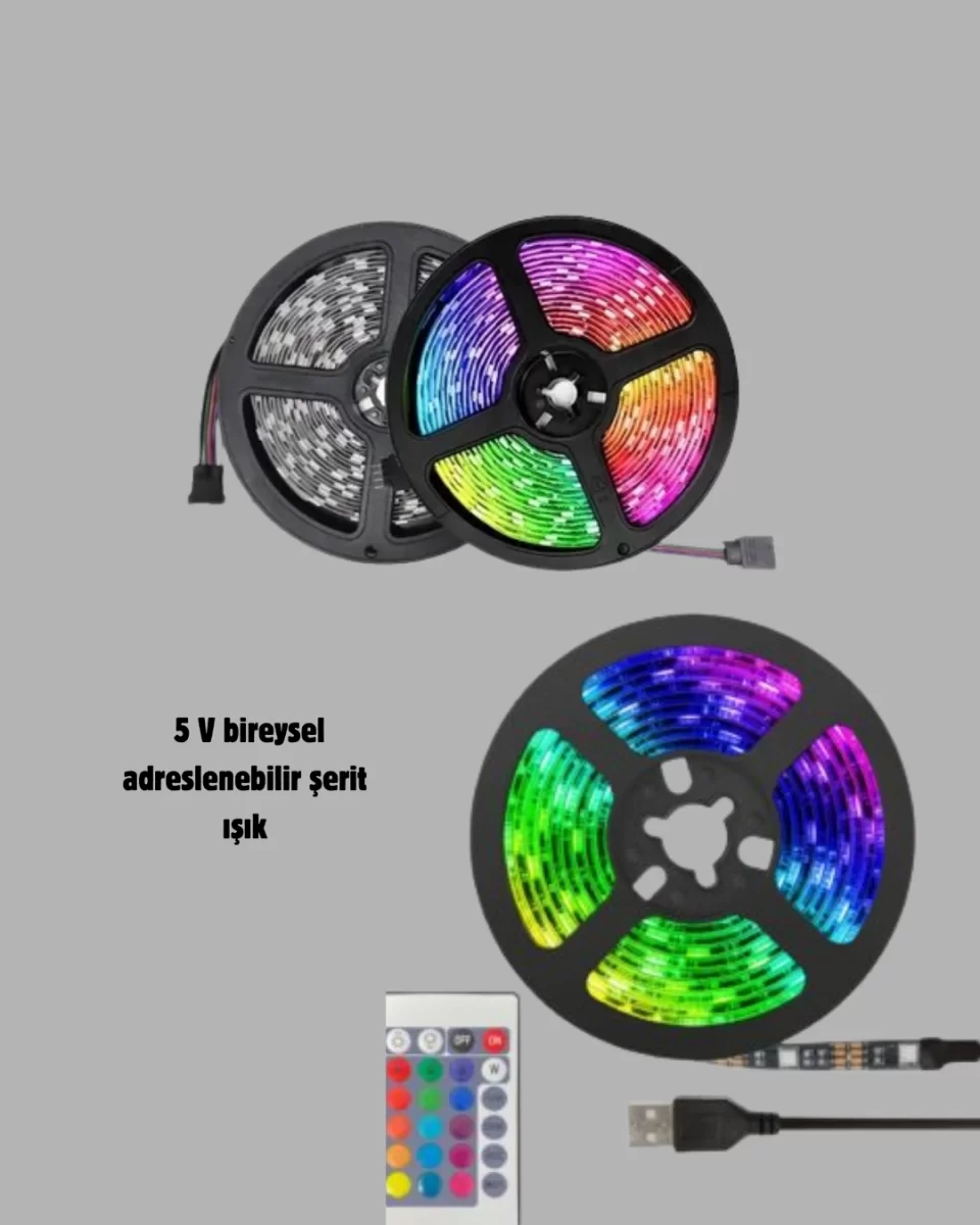 Smart Şerit LED Işık – Uzaktan Kumandalı, USB Girişli, Müzik Modlu - Görsel 3