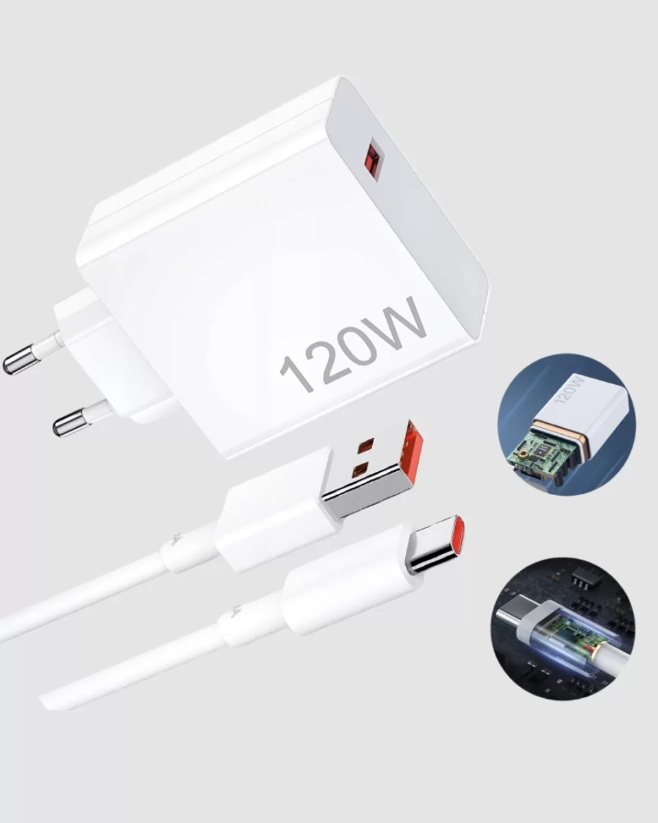 120W Süper Hızlı Şarj Adaptörü – Type-C Kablo Dahil, Yüksek Voltaj Korumalı - Görsel 5