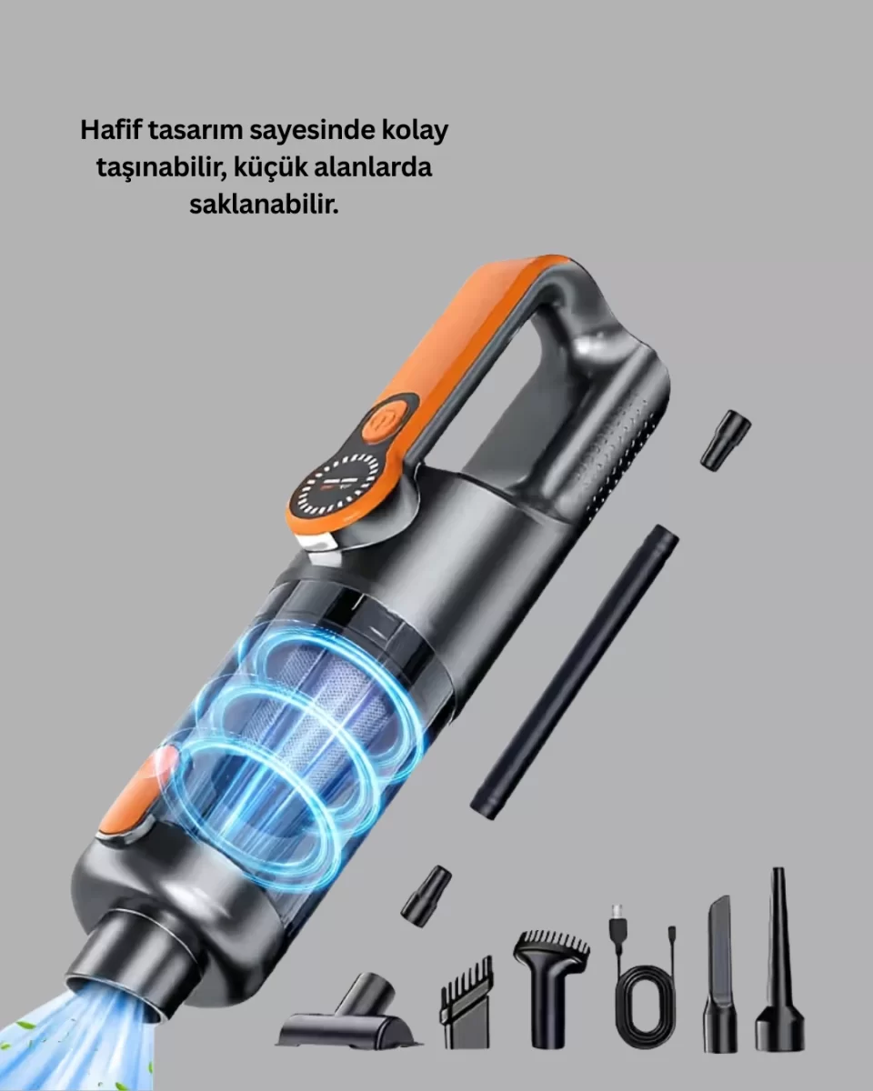 Taşınabilir Şarjlı El Süpürgesi Çok Yönlü Temizlik 5 Başlıklı Numaratör Hediyeli - Görsel 2