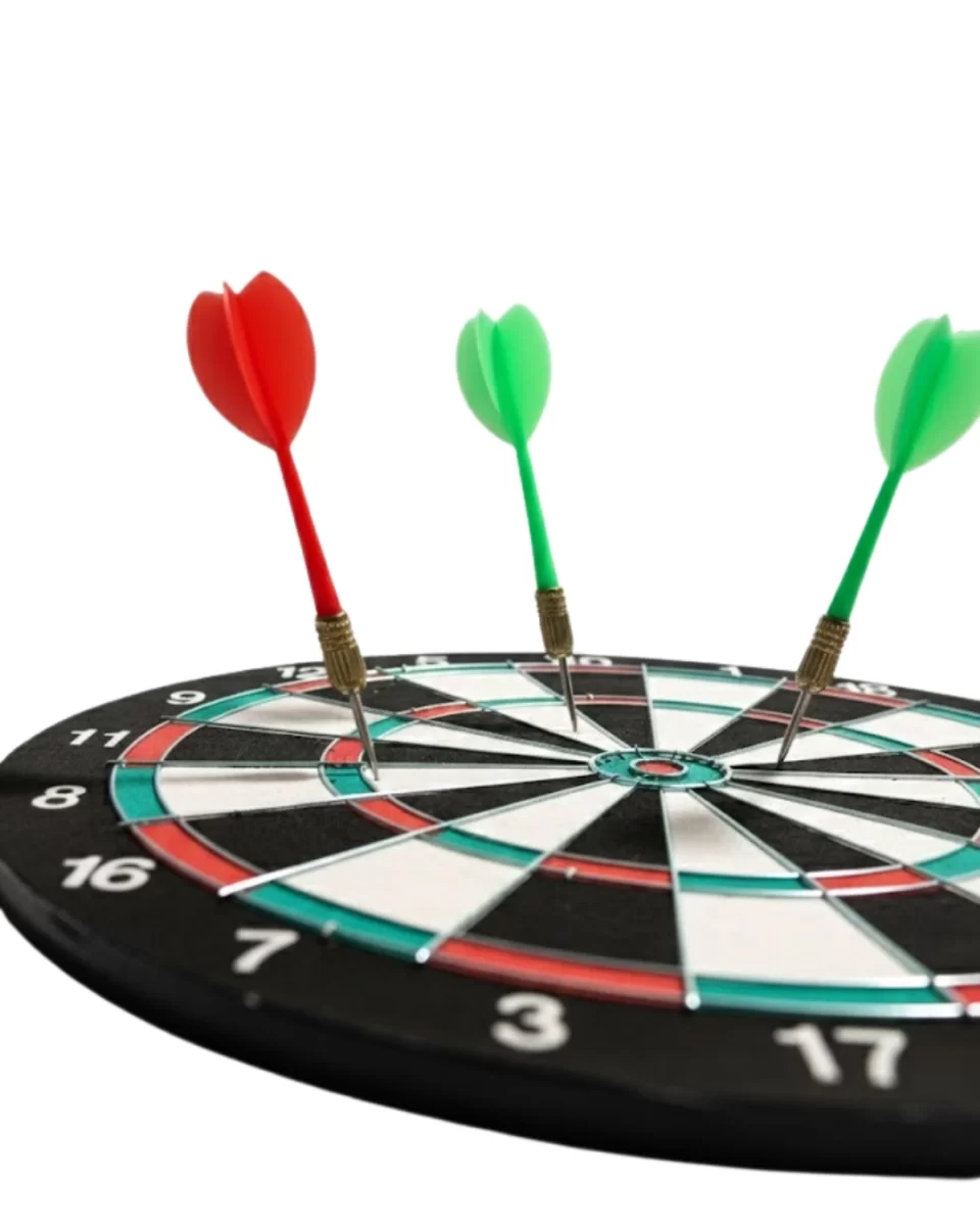 15 İnç Dart Tahtası 4 Metal Uçlu Dart Oku Dayanıklı Ahşap Gövde - Görsel 3